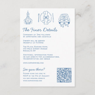 Whimsical Doodles Wedding Details UAWG QR Code Begleitkarte