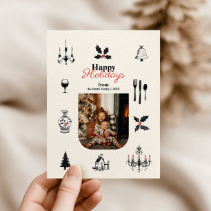 Whimsical Doodles Weihnachtsfamilie Foto Postkarte