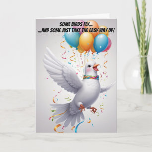 Whimsical Dove Birthday wünscht sich mit Balloons Karte