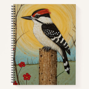 Whimsical Downy Woodpecker Notizbuch
