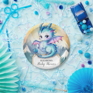 Whimsical Dragon Baby Dusche Pappteller