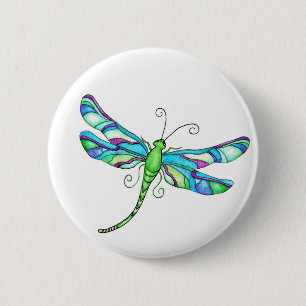Whimsical Dragonflies Button