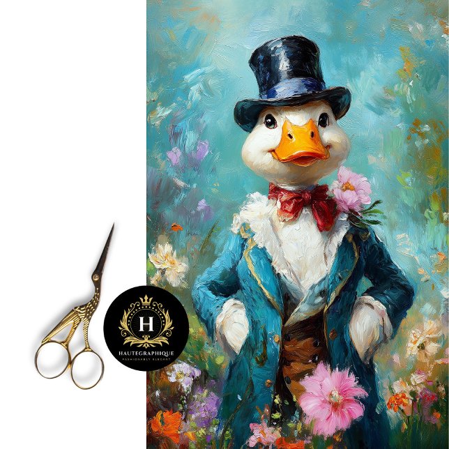 Whimsical Duck in Blue Bonnet Decoupage Seidenpapier (Von Creator hochgeladen)