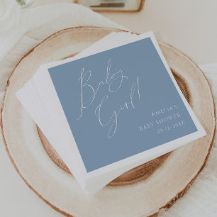 Whimsical Dusty Blue Baby Girl Baby Dusche Serviette