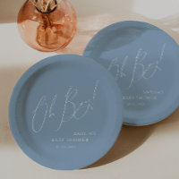 Whimsical Dusty Blue Oh Boy! Babyparty