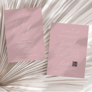 Whimsical Dusty Rose   Alles-in-einem-Baby-Shower Einladung
