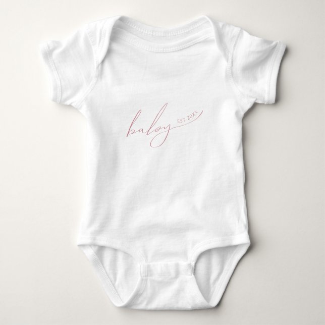 Whimsical Dusty Rose Baby Est Strampler (Vorderseite)