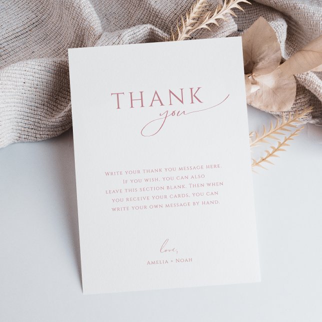 Whimsical Dusty Rose Flat Vertical Baby Dusche Dankeskarte (Von Creator hochgeladen)