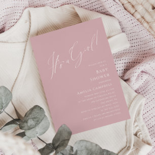 Whimsical Dusty Rose It's a Girl Baby Shower  Einladung