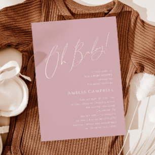 Whimsical Dusty Rose Oh Baby! Baby Shower  Einladung