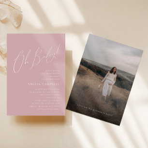 Whimsical Dusty Rose Oh Baby! Foto-Baby-Party  Einladung