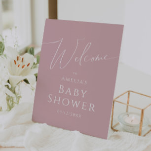 Whimsical Dusty Rose Welcome Baby Dusche Sockelschild