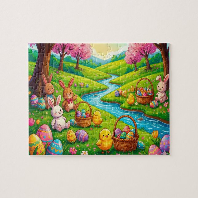 Whimsical Easter Bunny & Friends Puzzle (Horizontal)