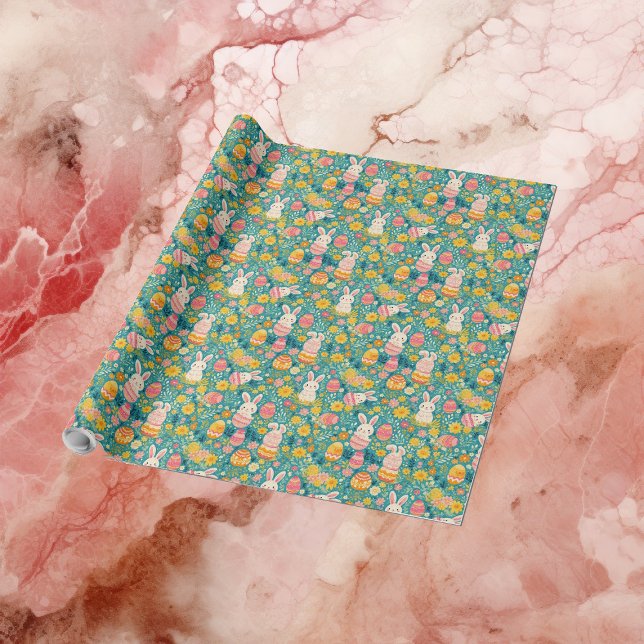 Whimsical Easter Bunny Spring Meadow Botanical Geschenkpapier (Whimsical Easter Bunny Spring Meadow Botanical Wrapping Paper)