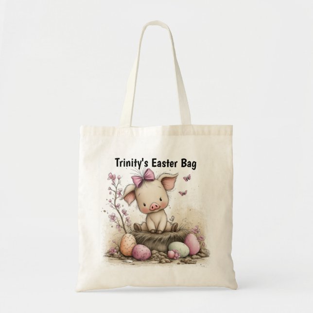 Whimsical Easter Piglet Art with Springtime Charm Tragetasche (Vorne)