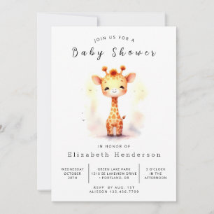 Whimsical Editable Giraffe Baby Dusche Einladung