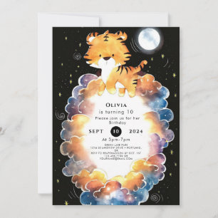Whimsical Editable Tiger Birthday Einladung