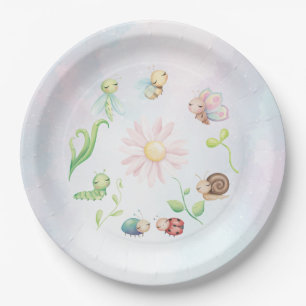Whimsical Ein kleiner Liebeskäfer Regenbogen Braut Pappteller