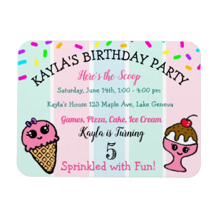 Whimsical Eiscreme und Streusel Mädchen-Geburtstag Magnet