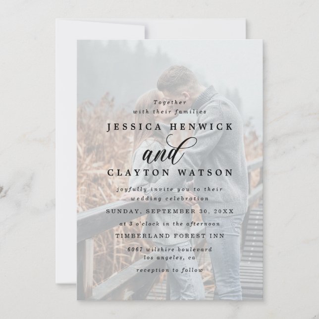 Whimsical Elegant 4 Foto Vellum Overlay Wedding Einladung (Vorderseite)
