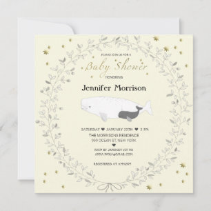 Whimsical Elegant Beluga Whale Baby Dusche Einladung