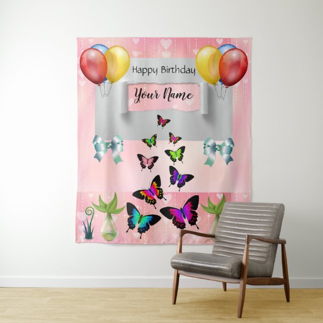 Whimsical Elegant Butterfets Schimmerly Hintergrun Wandteppich (Beispiel)