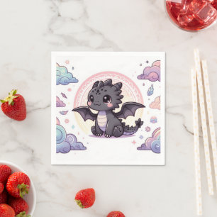 Whimsical Elegant Dragon Baby Shower Serviette