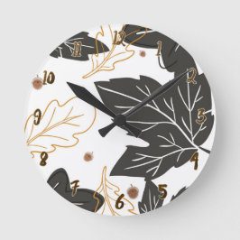 Whimsical elegant Herbst Herbstlaub Acorns Custom Runde Wanduhr