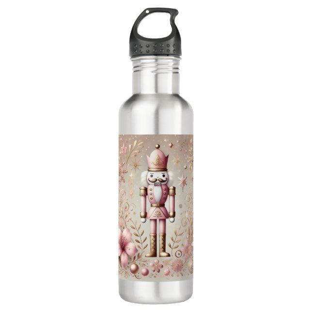 Whimsical Elegant Pink and Gold Pastel Nutcracker  Edelstahlflasche (Vorderseite)