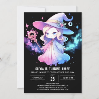 Whimsical Elegant Wizard Geburtstag Einladung