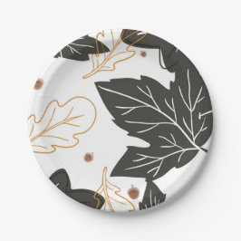 Whimsical Elegante Herbst Herbstlaub Acorns Pappteller
