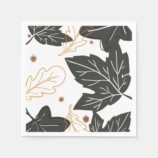 Whimsical Elegante Herbst Herbstlaub Acorns Serviette (Vorderseite)