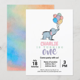 Whimsical Elephant and Balloons Birthday Invites Einladung