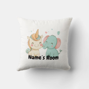 Whimsical Elephant and Unicorn Friends Kids Room Kissen