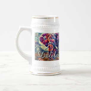 Whimsical Elephant Night Stars Moon Personalisiert Bierglas