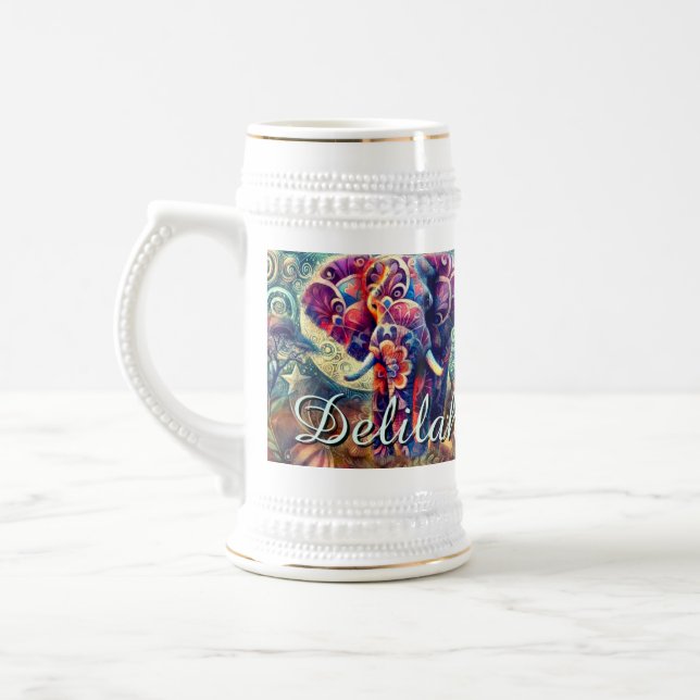 Whimsical Elephant Night Stars Moon Personalisiert Bierglas (Links)