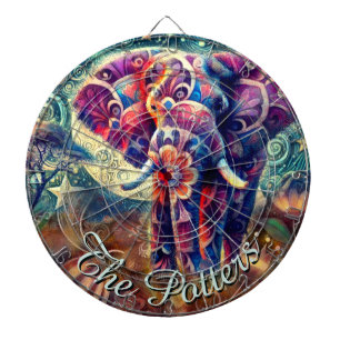 Whimsical Elephant Night Stars Moon Personalisiert Dartscheibe