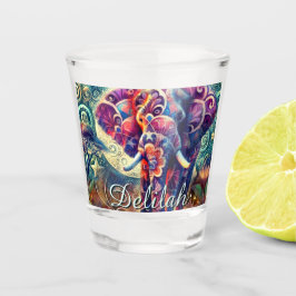 Whimsical Elephant Night Stars Moon Personalisiert Schnapsglas