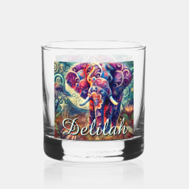 Whimsical Elephant Night Stars Moon Personalisiert Whiskyglas