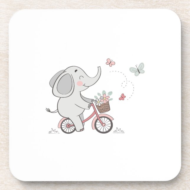 Whimsical Elephant Ride Bike - Kids Animal Design Getränkeuntersetzer (Vorderseite)