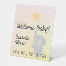 Whimsical Elephant Sip & See Sockelschild