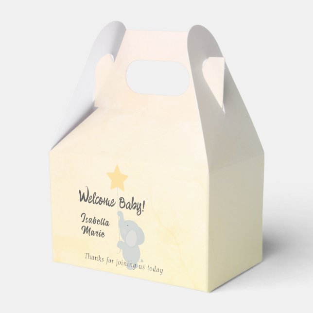 Whimsical Elephant Welcome Baby Geschenkschachtel (Vorderseite)