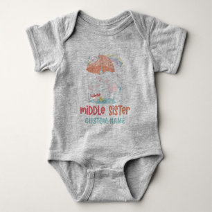 Whimsical Elephants Middle Sister Individuelle Nam Baby Strampler
