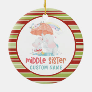Whimsical Elephants Middle Sister Individuelle Nam Keramik Ornament