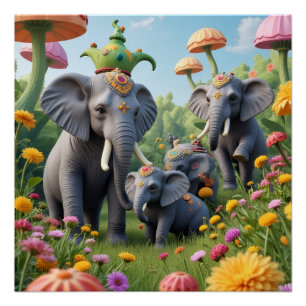 Whimsical Elephants Poster