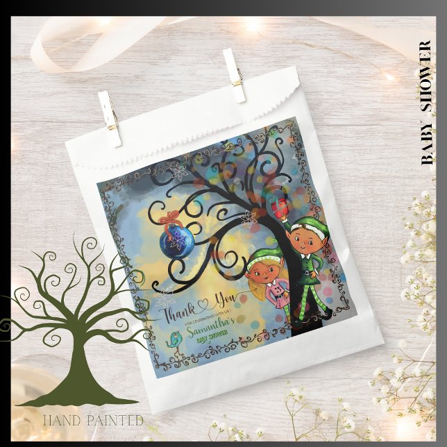 Whimsical Elf Gender Reveal Baby Shower Custom Geschenktütchen (Whimsical Elf Gender Reveal Baby Shower Custom Favor Bag)