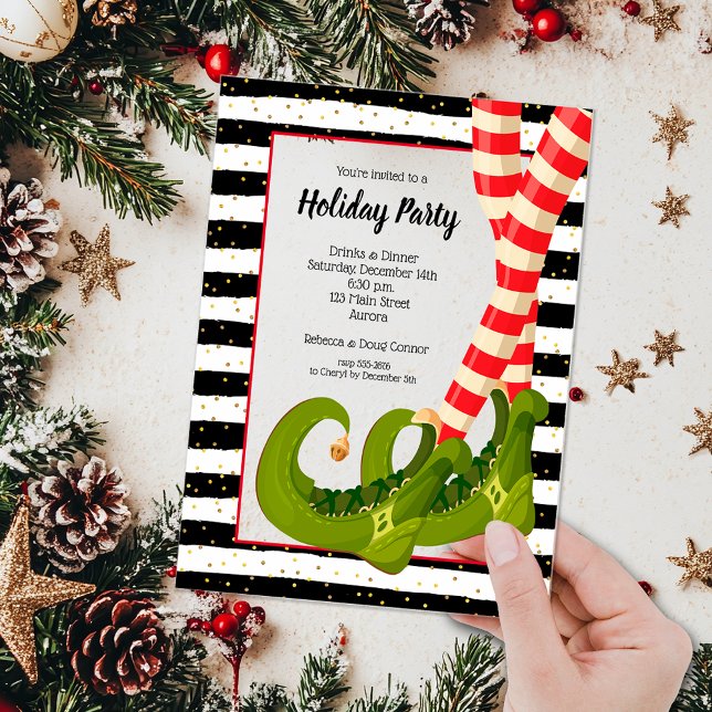 Whimsical Elf Legs Holiday Christmas Party Acryleinladungen (Whimsical elf legs holiday Christmas party ACRYLIC party invitations)