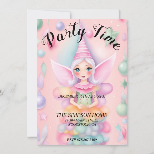 Whimsical Elf Weihnachtsfeier Party Einladung (Vorderseite)