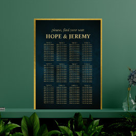 Whimsical Emerald Gold Fairy Wedding Seating Chart Poster