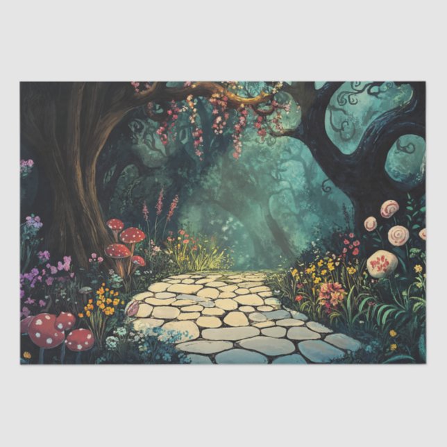 Whimsical Enchanted Forest Pathway Seidenpapier (Vorderseite)